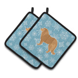 Caroline'S Treasures Winter Snowflake Caucasian Shepherd Dog Pair Of Pot Holders Bb3525Pthd, 7.5Hx7.5W, Multicolor