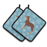 Caroline'S Treasures Winter Snowflake Australian Kelpie Dog Pair Of Pot Holders Bb3529Pthd, 7.5Hx7.5W, Multicolor