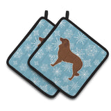 Caroline'S Treasures Winter Snowflake Portuguese Sheepdog Dog Pair Of Pot Holders Bb3531Pthd, 7.5Hx7.5W, Multicolor