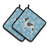 Caroline'S Treasures Winter Snowflake French Bulldog Pair Of Pot Holders Bb3541Pthd, 7.5Hx7.5W, Multicolor