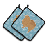 Caroline'S Treasures Winter Snowflake Pomeranian Pair Of Pot Holders Bb3542Pthd, 7.5Hx7.5W, Multicolor