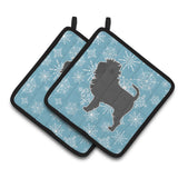Caroline'S Treasures Winter Snowflake Affenpinscher Pair Of Pot Holders Bb3548Pthd, 7.5Hx7.5W, Multicolor