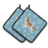 Caroline'S Treasures Winter Snowflake Cavalier King Charles Spaniel Pair Of Pot Holders Bb3549Pthd, 7.5Hx7.5W, Multicolor