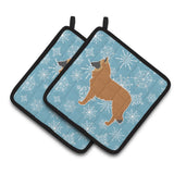 Caroline'S Treasures Winter Snowflake Belgian Shepherd Pair Of Pot Holders Bb3561Pthd, 7.5Hx7.5W, Multicolor