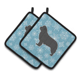 Caroline'S Treasures Winter Snowflake Newfoundland Pair Of Pot Holders Bb3564Pthd, 7.5Hx7.5W, Multicolor