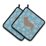 Caroline'S Treasures Winter Snowflake Neapolitan Mastiff Pair Of Pot Holders Bb3565Pthd, 7.5Hx7.5W, Multicolor