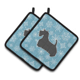 Caroline'S Treasures Winter Snowflake Scottish Terrier Pair Of Pot Holders Bb3569Pthd, 7.5Hx7.5W, Multicolor