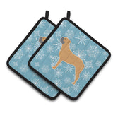 Caroline'S Treasures Winter Snowflake Bullmastiff Pair Of Pot Holders Bb3571Pthd, 7.5Hx7.5W, Multicolor