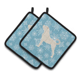 Caroline'S Treasures Winter Snowflake Anatolian Shepherd Pair Of Pot Holders Bb3577Pthd, 7.5Hx7.5W, Multicolor