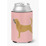 Caroline'S Treasures Bloodhound Checkerboard Pink Can Or Bottle Hugger Bb3584Cc, Can Hugger, Multicolor