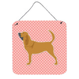 Caroline'S Treasures Bloodhound Checkerboard Pink Wall Or Door Hanging Prints Bb3584Ds66, 6 X 6, Multicolor