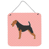 Caroline'S Treasures Welsh Terrier Checkerboard Pink Wall Or Door Hanging Prints Bb3585Ds66, 6 X 6, Multicolor