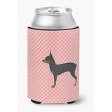Caroline'S Treasures Toy Fox Terrier Checkerboard Pink Can Or Bottle Hugger Bb3587Cc, Can Hugger, Multicolor
