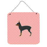 Caroline'S Treasures Toy Fox Terrier Checkerboard Pink Wall Or Door Hanging Prints Bb3587Ds66, 6 X 6, Multicolor