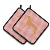 Caroline'S Treasures Pharaoh Hound Checkerboard Pink Pair Of Pot Holders Bb3588Pthd, 7.5Hx7.5W, Multicolor
