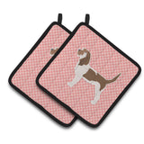 Caroline'S Treasures Grand Basset Griffon Vendeen Checkerboard Pink Pair Of Pot Holders Bb3590Pthd, 7.5Hx7.5W, Multicolor