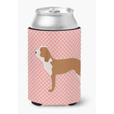 Caroline'S Treasures Spanish Hound Checkerboard Pink Can Or Bottle Hugger Bb3591Cc, Can Hugger, Multicolor