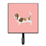Caroline'S Treasures Basset Hound Checkerboard Pink Leash Or Key Holder Bb3602Sh4, Small, Multicolor