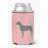 Caroline'S Treasures Irish Wolfhound Checkerboard Pink Can Or Bottle Hugger Bb3603Cc, Can Hugger, Multicolor