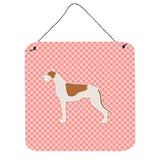 Caroline'S Treasures Greyhound Checkerboard Pink Wall Or Door Hanging Prints Bb3605Ds66, 6 X 6, Multicolor