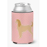 Caroline'S Treasures Afghan Hound Checkerboard Pink Can Or Bottle Hugger Bb3606Cc, Can Hugger, Multicolor