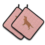 Caroline'S Treasures English Cocker Spaniel Checkerboard Pink Pair Of Pot Holders Bb3612Pthd, 7.5Hx7.5W, Multicolor