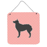 Caroline'S Treasures Croatian Sheepdog Checkerboard Pink Wall Or Door Hanging Prints Bb3621Ds66, 6 X 6, Multicolor