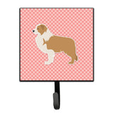 Caroline'S Treasures Red Border Collie Checkerboard Pink Leash Or Key Holder Bb3622Sh4, Small, Multicolor