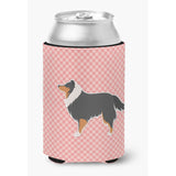 Caroline'S Treasures Sheltie/Shetland Sheepdog Checkerboard Pink Can Or Bottle Hugger Bb3630Cc, Can Hugger, Multicolor