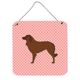 Caroline'S Treasures Portuguese Sheepdog Dog Checkerboard Pink Wall Or Door Hanging Prints Bb3631Ds66, 6 X 6, Multicol