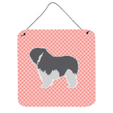 Caroline'S Treasures Polish Lowland Sheepdog Dog Checkerboard Pink Wall Or Door Hanging Prints Bb3632Ds66, 6 X 6, Mult