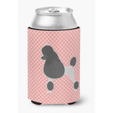 Caroline'S Treasures Poodle Checkerboard Pink Can Or Bottle Hugger Bb3639Cc, Can Hugger, Multicolor