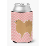 Caroline'S Treasures Pomeranian Checkerboard Pink Can Or Bottle Hugger Bb3642Cc, Can Hugger, Multicolor