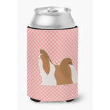 Caroline'S Treasures Shih Tzu Checkerboard Pink Can Or Bottle Hugger Bb3646Cc, Can Hugger, Multicolor