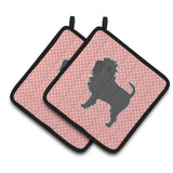 Caroline'S Treasures Affenpinscher Checkerboard Pink Pair Of Pot Holders Bb3648Pthd, 7.5Hx7.5W, Multicolor