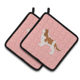 Caroline'S Treasures Cavalier King Charles Spaniel Checkerboard Pink Pair Of Pot Holders Bb3649Pthd, 7.5Hx7.5W, Multicolor
