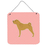 Caroline'S Treasures Shar Pei Merry Checkerboard Pink Wall Or Door Hanging Prints Bb3652Ds66, 6 X 6, Multicolor