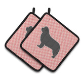 Caroline'S Treasures Newfoundland Checkerboard Pink Pair Of Pot Holders Bb3664Pthd, 7.5Hx7.5W, Multicolor
