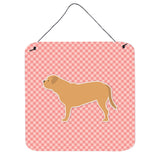 Caroline'S Treasures Dogue De Bordeaux Checkerboard Pink Wall Or Door Hanging Prints Bb3670Ds66, 6 X 6, Multicolor