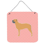 Caroline'S Treasures Bullmastiff Checkerboard Pink Wall Or Door Hanging Prints Bb3671Ds66, 6 X 6, Multicolor