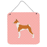 Caroline'S Treasures Basenji Checkerboard Pink Wall Or Door Hanging Prints Bb3674Ds66, 6 X 6, Multicolor