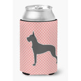 Caroline'S Treasures Great Dane Checkerboard Pink Can Or Bottle Hugger Bb3675Cc, Can Hugger, Multicolor