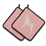 Caroline'S Treasures Anatolian Shepherd Checkerboard Pink Pair Of Pot Holders Bb3677Pthd, 7.5Hx7.5W, Multicolor
