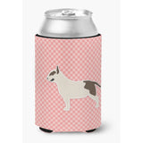 Caroline'S Treasures Bull Terrier Checkerboard Pink Can Or Bottle Hugger Bb3678Cc, Can Hugger, Multicolor
