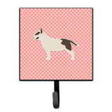 Caroline'S Treasures Bull Terrier Checkerboard Pink Leash Or Key Holder Bb3678Sh4, Small, Multicolor