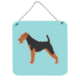 Caroline'S Treasures Welsh Terrier Checkerboard Blue Wall Or Door Hanging Prints Bb3685Ds66, 6 X 6, Multicolor