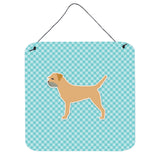 Caroline'S Treasures Border Terrier Checkerboard Blue Wall Or Door Hanging Prints Bb3689Ds66, 6 X 6, Multicolor