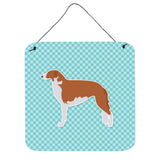Caroline'S Treasures Borzoi Russian Greyhound Checkerboard Blue Wall Or Door Hanging Prints Bb3699Ds66, 6 X 6, Multico