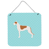 Caroline'S Treasures Greyhound Checkerboard Blue Wall Or Door Hanging Prints Bb3705Ds66, 6 X 6, Multicolor