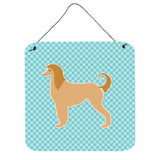 Caroline'S Treasures Afghan Hound Checkerboard Blue Wall Or Door Hanging Prints Bb3706Ds66, 6 X 6, Multicolor